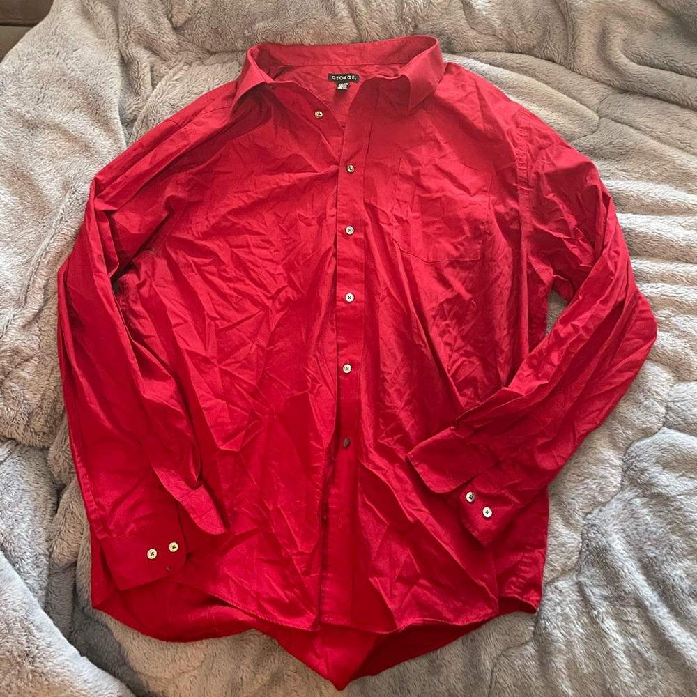 Men’s long sleeve button down dress shirt red 2XL George brand